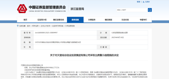 方道配资 净值披露 ＂失约＂ ！天堂硅谷及相关责任人被出具警示函